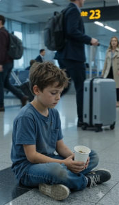 Hardly anyone paid attention to the little boy sitting quietly beside Gate 23. image